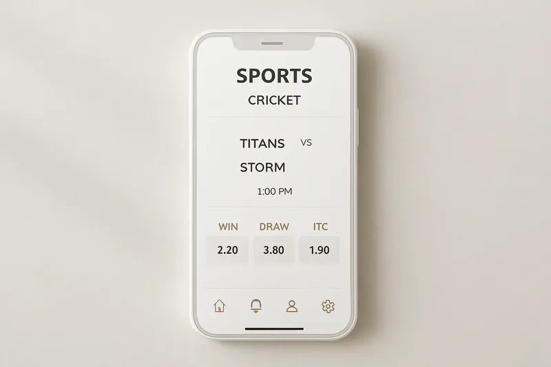 Modern sports betting app interface on phone showing cricket match odds